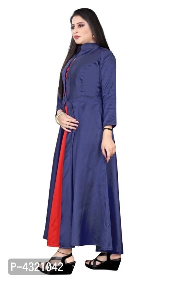 Puja *Stylish Taffeta Silk Solid Gown - Navy Blue, 2XL