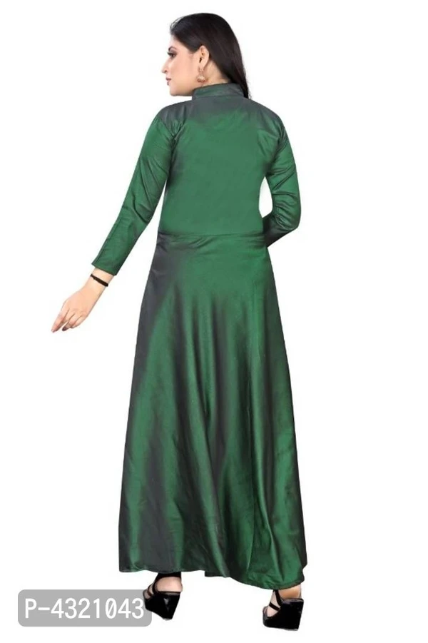 puja *Stylish Taffeta Silk Solid Gown - Green, XL