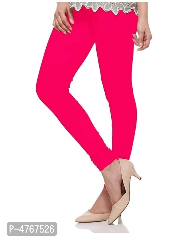 *Alluring Pink Cotton Solid Leggings For Women And Girls - Pink, S