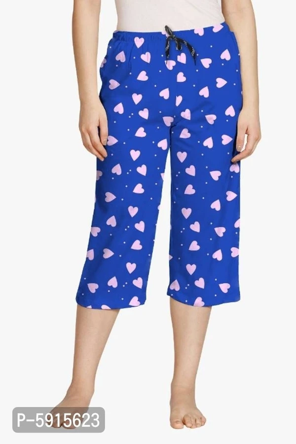 S.R.I Stylish Cotton Printed Capri For Women* - Blue, L