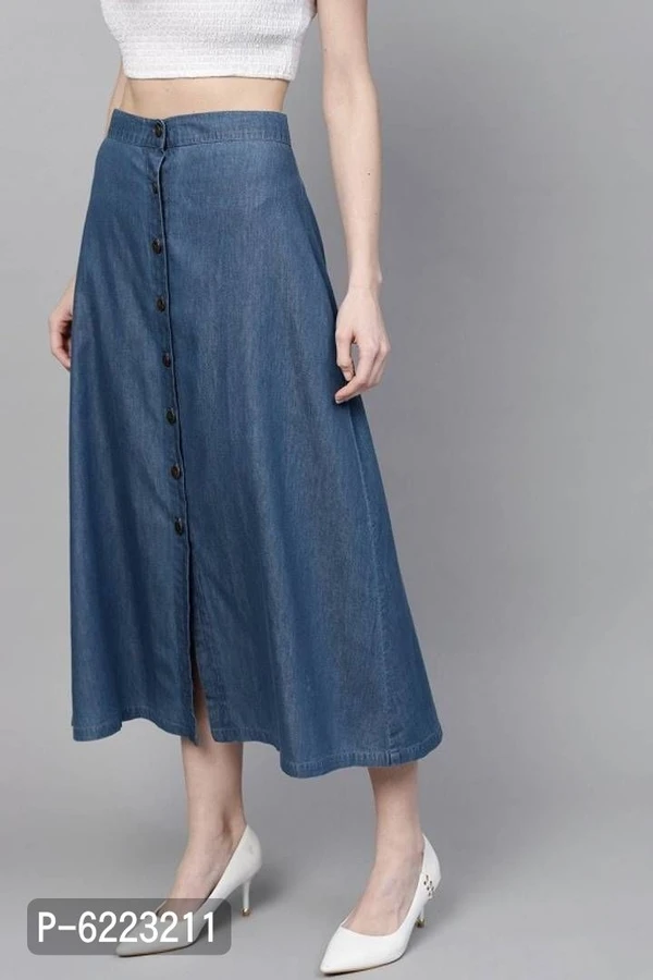 CODAISY Beautiful Denim Long A-Line Skirt* - Blue, 26