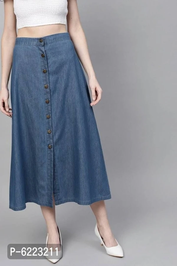 CODAISY Beautiful Denim Long A-Line Skirt* - Blue, 26