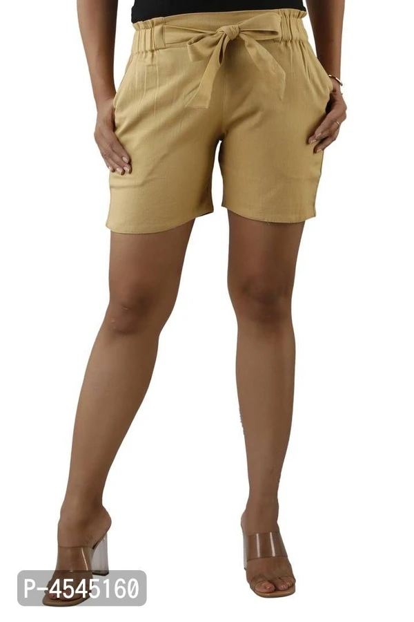 BAWRI Womens Cotton Flex Solid Half Pant* - Beige, XL