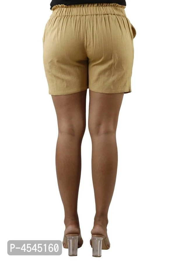 BAWRI Womens Cotton Flex Solid Half Pant* - Beige, XL