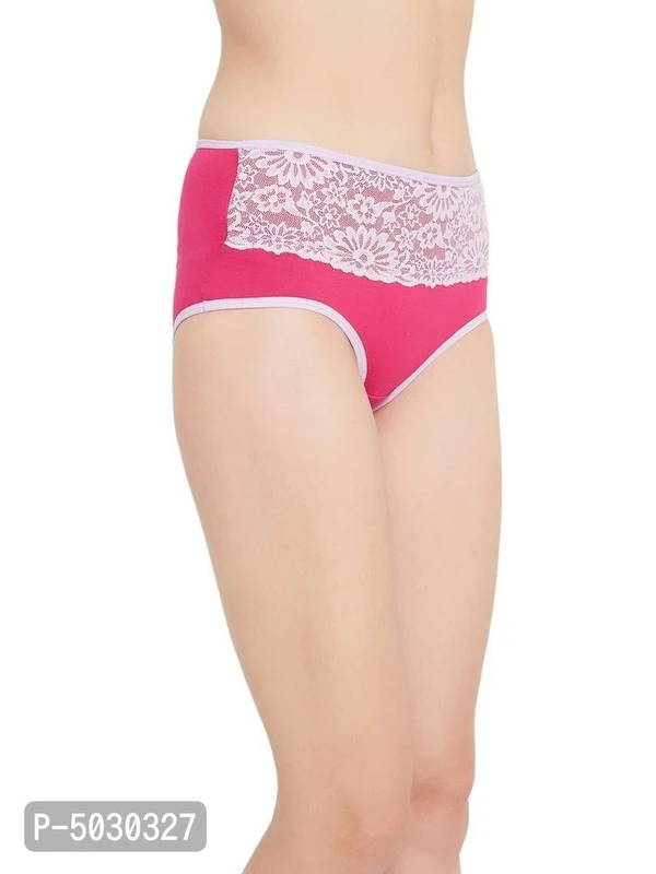 CLOVIA  Stylish Pink Cotton Solid Outer Elastic Hipster Panty For Women And Girls* - Pink, S