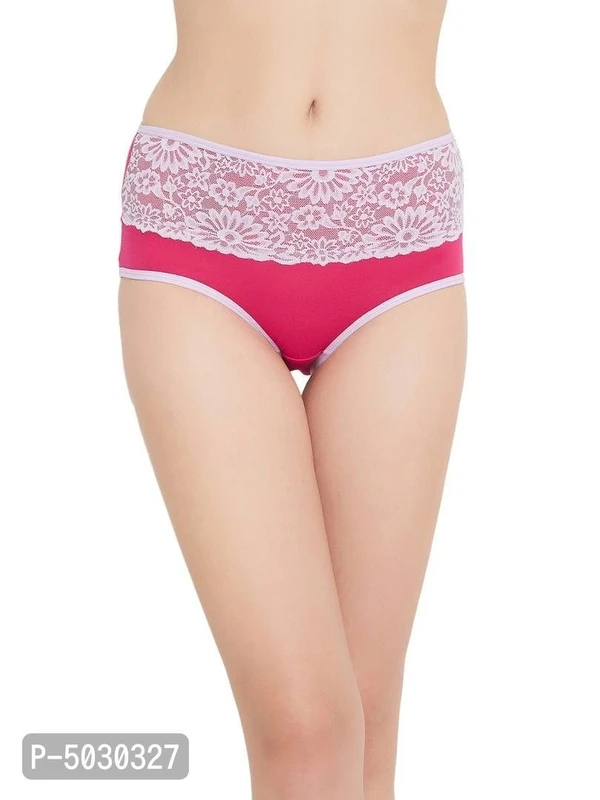 CLOVIA  Stylish Pink Cotton Solid Outer Elastic Hipster Panty For Women And Girls* - Pink, L
