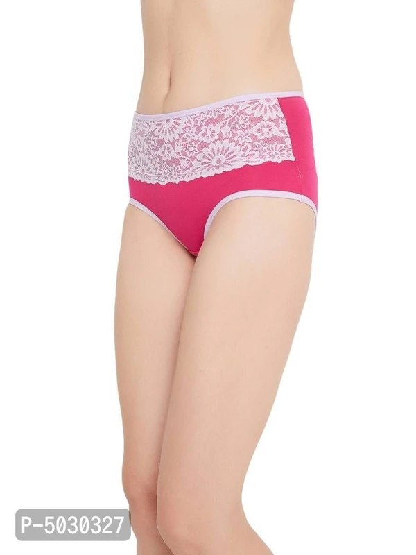 CLOVIA  Stylish Pink Cotton Solid Outer Elastic Hipster Panty For Women And Girls* - Pink, XL