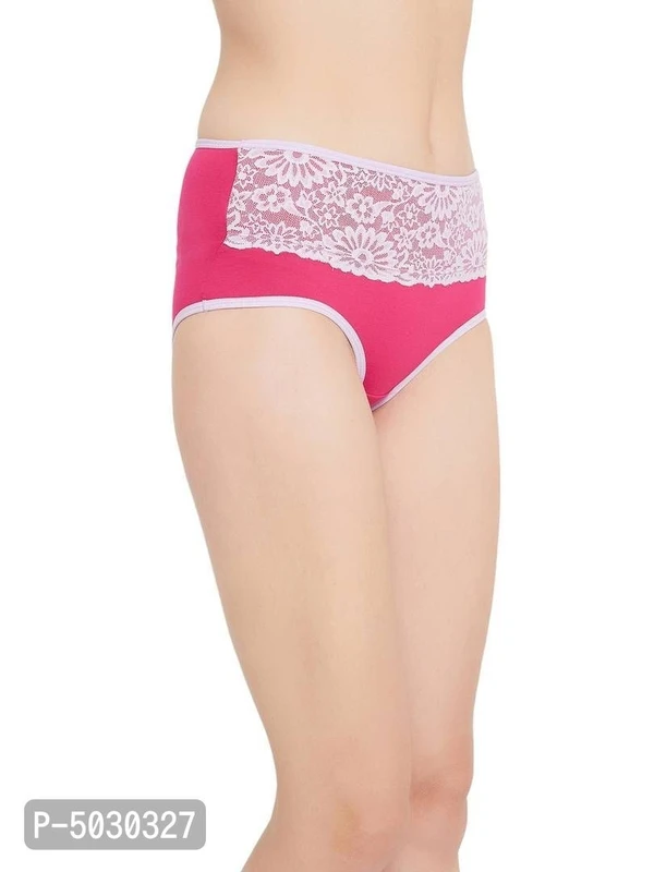 CLOVIA  Stylish Pink Cotton Solid Outer Elastic Hipster Panty For Women And Girls* - Pink, XL
