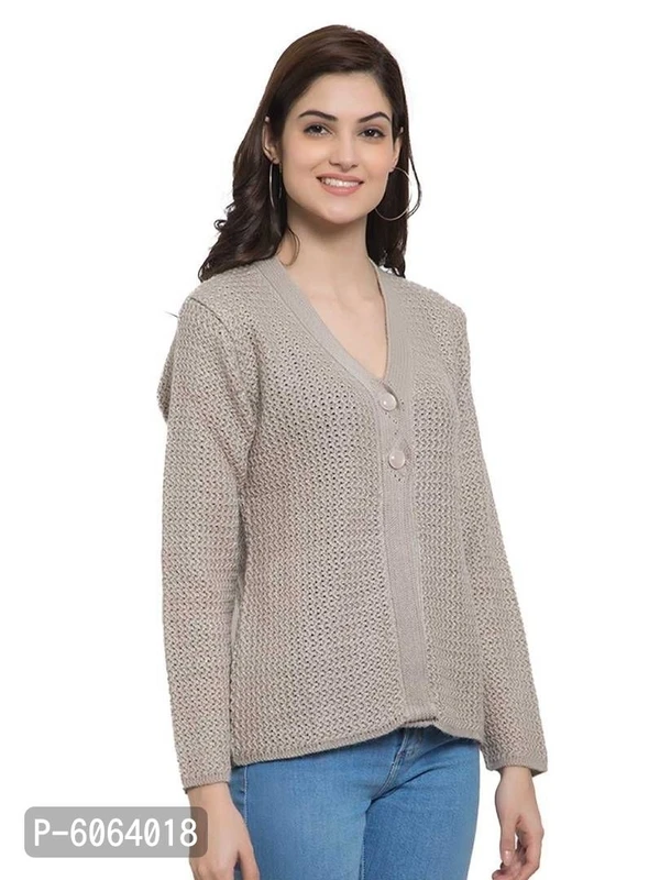 WOWE Stylish Self Pattern Cardigan - Grey, L