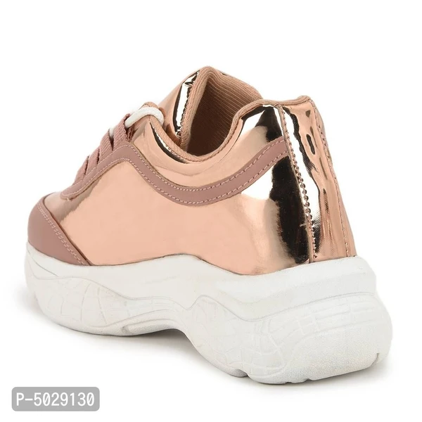 Stylish Pink Synthetic Leather Self Design Sneakers For Women And Girls* - Pink, EURO36