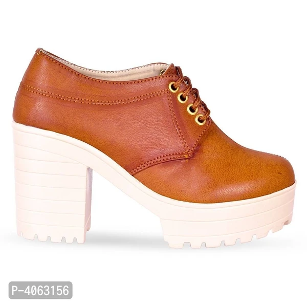 Women Trendy Tan Synthetic Solid Heeled Boots* - Tan, UK4