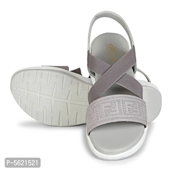 Elegant Rubber Grey Embellished Wedges Heel Style Sandals For Women* - Grey, EURO38