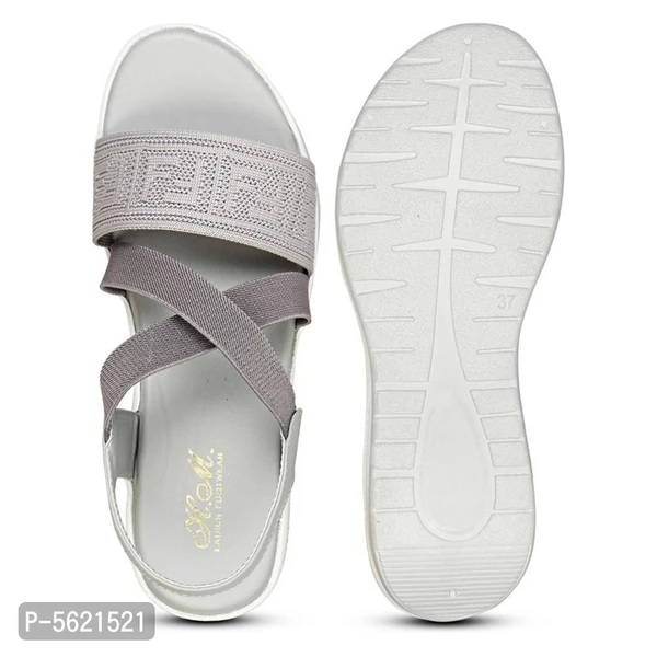 Elegant Rubber Grey Embellished Wedges Heel Style Sandals For Women* - Grey, EURO39