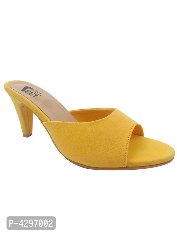 Stylish Synthetic Lemon Yellow Pencil Heel Sandals For Women* - Yellow, EURO41