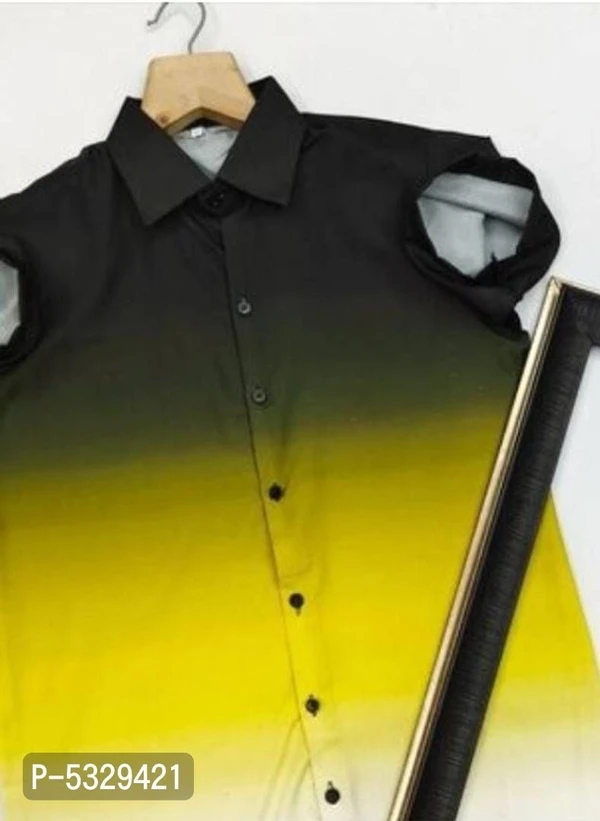 Trendy Rayon Printed Stitched Shirt for Men* - Yellow, M