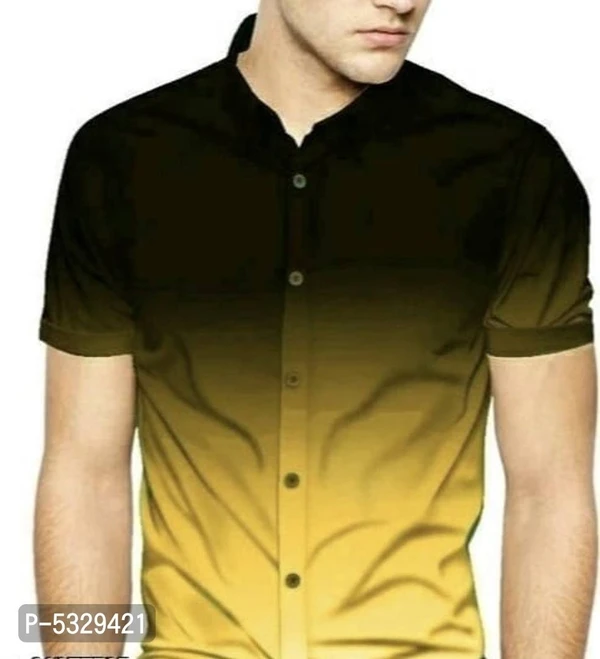 Trendy Rayon Printed Stitched Shirt for Men* - Yellow, M