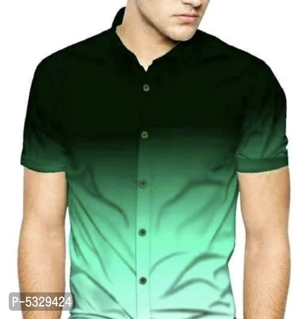 Trendy Rayon Printed Stitched Shirt for Men* - Green, XL