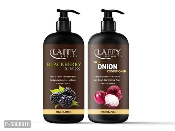 LAFFY Blackberry Shampoo+Red Onion Conditioner - No Parabens, Minerals Silicones & Color -With Dht Blockers, 600 ml | (Pack Of 2 - 600 ML