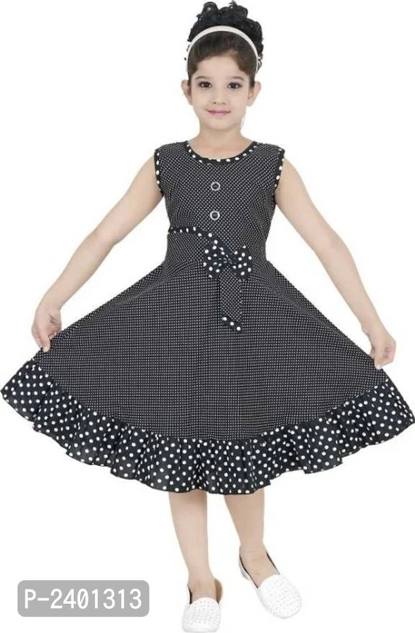 GIRLS BLACK COTTON FROCK - Black, 1 - 2 Years