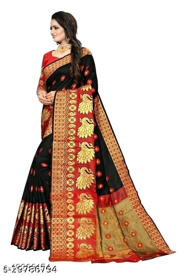 Peacock Kanjivaram Buti black Saree - available,  available free delivery, 6 days easy Returns, free size