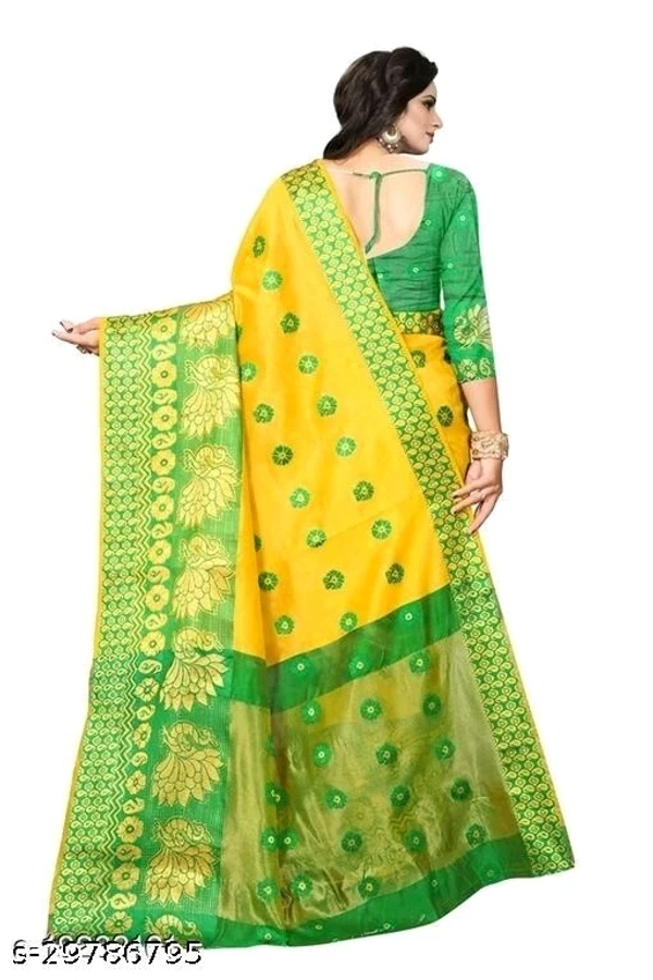 Peacock Kanjivaram Buti Yellow Saree - available,  available free delivery, 6 days easy Returns, free size