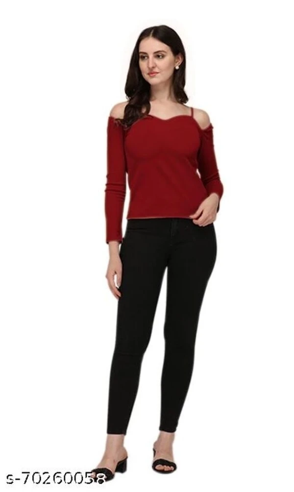 Casual Off Shoulder Sleeve Solid Women Top - M, available