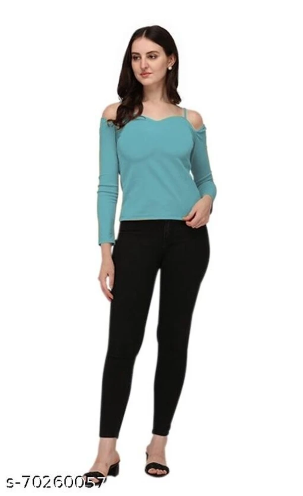 Casual Off Shoulder Sleeve Solid Women Top - M, available