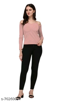 Casual Off Shoulder Sleeve Solid Women Top - M, available