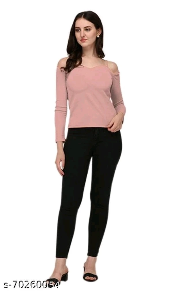 Casual Off Shoulder Sleeve Solid Women Top - M, available