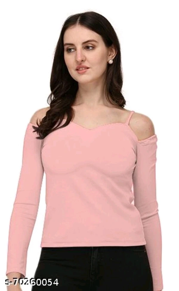 Casual Off Shoulder Sleeve Solid Women Top - M, available