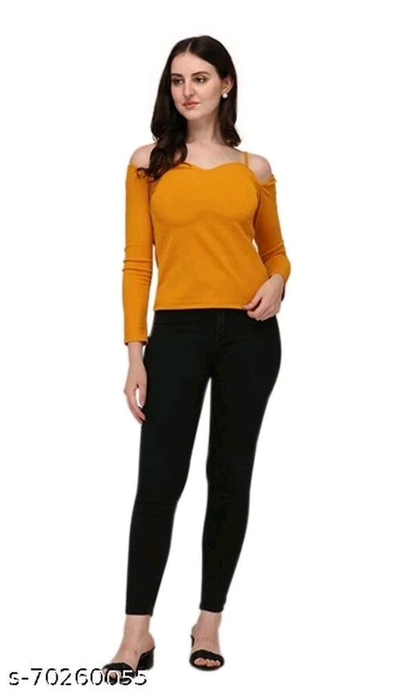 Casual Off Shoulder Sleeve Solid Women Top - M, available
