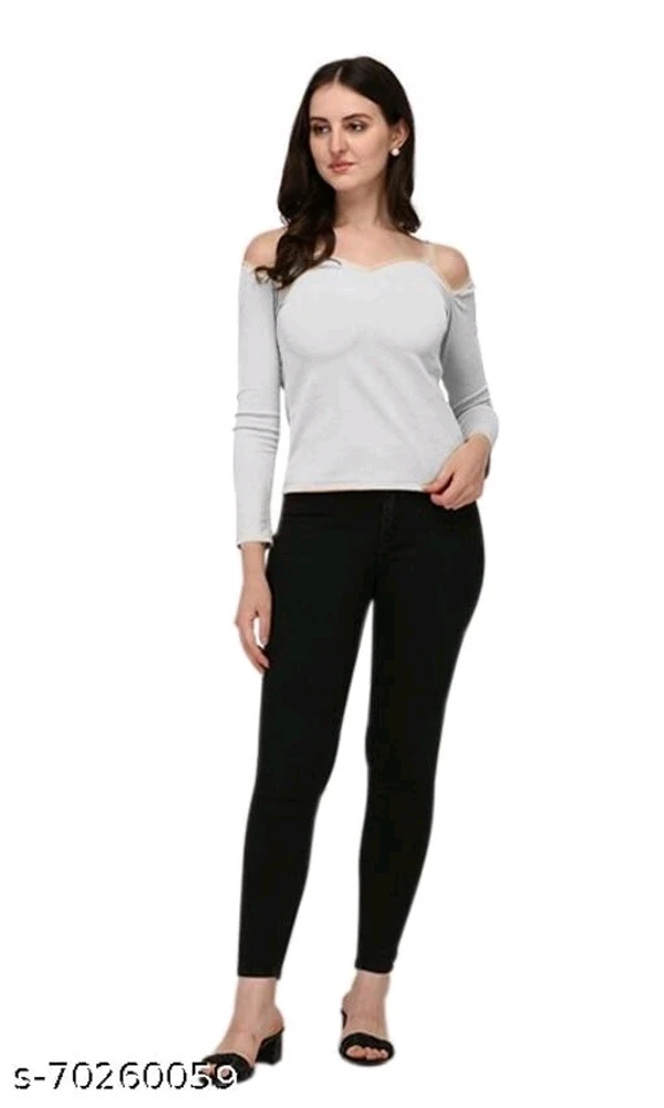 Casual Off Shoulder Sleeve Solid Women Top - L, available