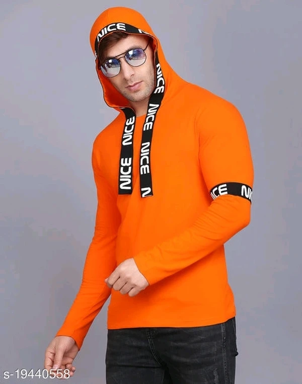 SHAPPHR Typography Men HoodedNeck Orange Tshirt - XL, available