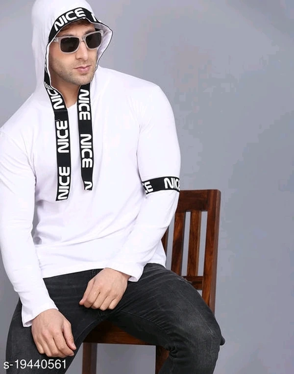 SHAPPHR Typography Men Hooded Neck White Tshirt - L, available