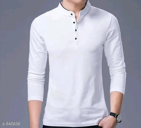 Stylish Casual Cotton Solid T-Shirt - S, available