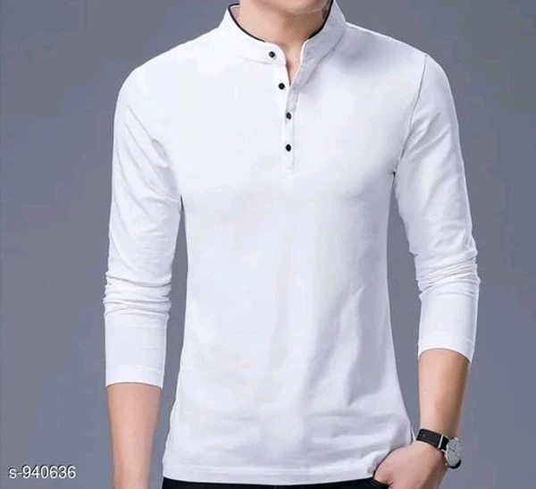 Stylish Casual Cotton Solid T-Shirt - M, available