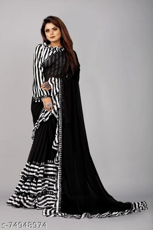 Striped Bollywood Georgette, CrepeGeorgette Saree - available, Free Size