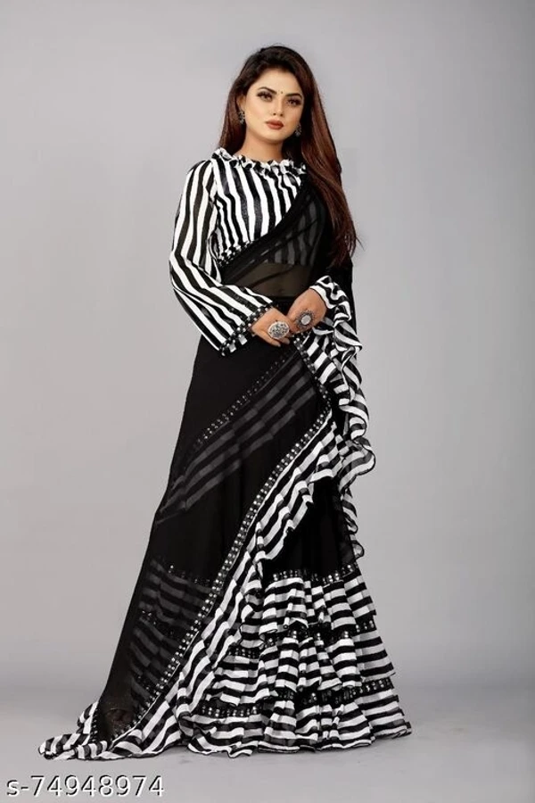 Striped Bollywood Georgette, CrepeGeorgette Saree - available, Free Size