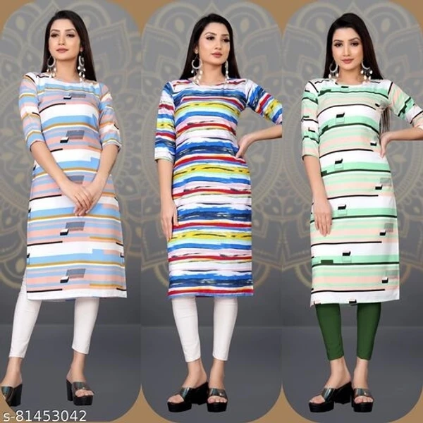Women Printed A-Line Straight Kurta 3 Piece Combo - L, available
