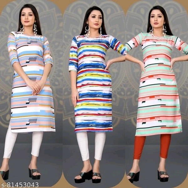 Women Printed A-Line Straight Kurta 3 Piece Combo - XL, available