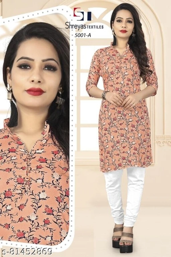 URMI CREATION VALLY FLOWERDESIGN KURTI PEACH - available, M