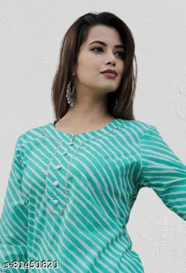 Women Cotton A-line Stripe Kurti - available, S