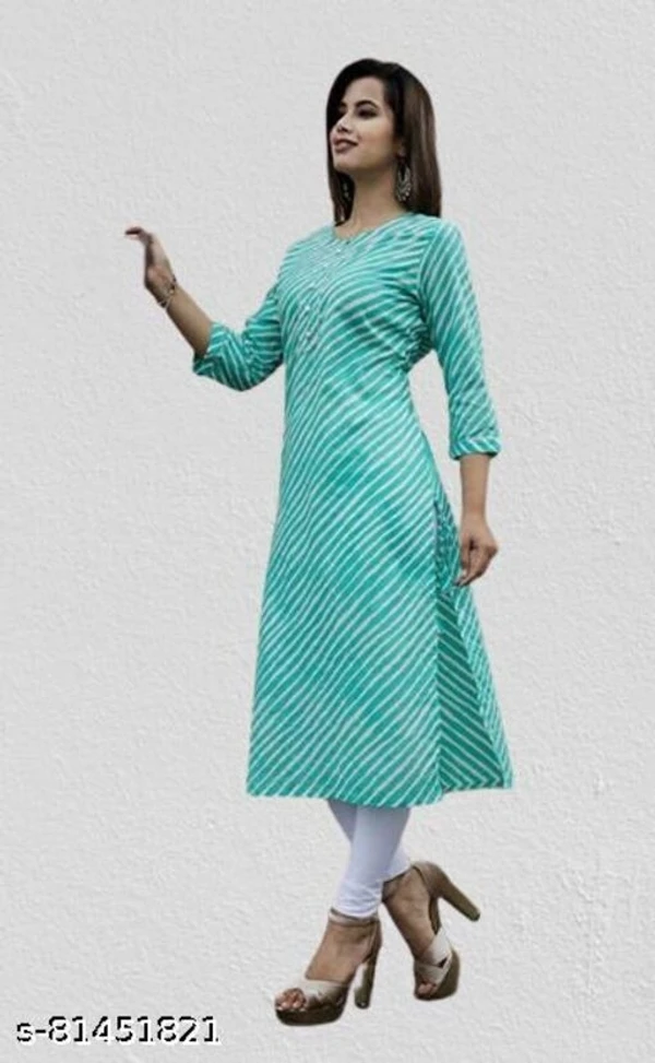 Women Cotton A-line Stripe Kurti - available, S