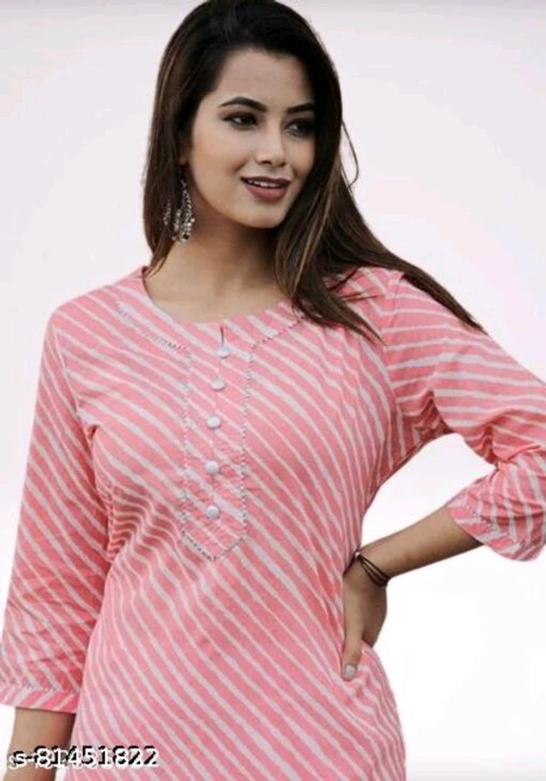 Women Cotton A-line Stripe Kurti - available, S