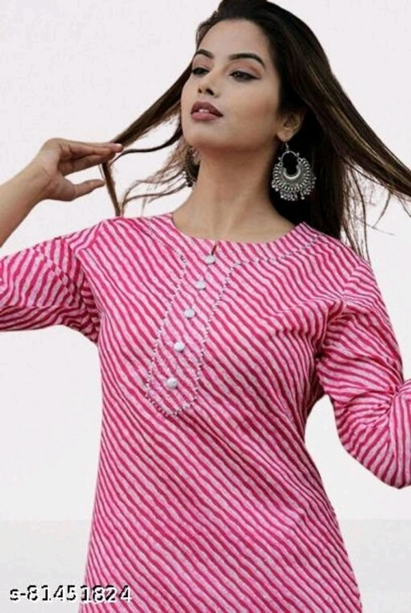 Women Cotton A-line Stripe Kurti - M, available