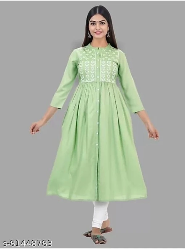 Demirner Womans Rayon EmbroideryWork Anarkali Kurta - available, S