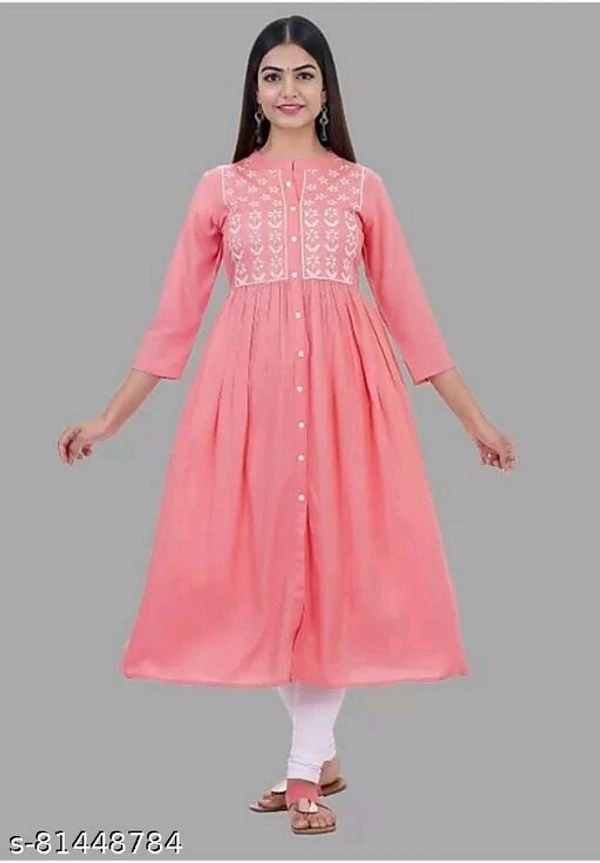 Demirner Womans Rayon EmbroideryWork Anarkali Kurta - available, S