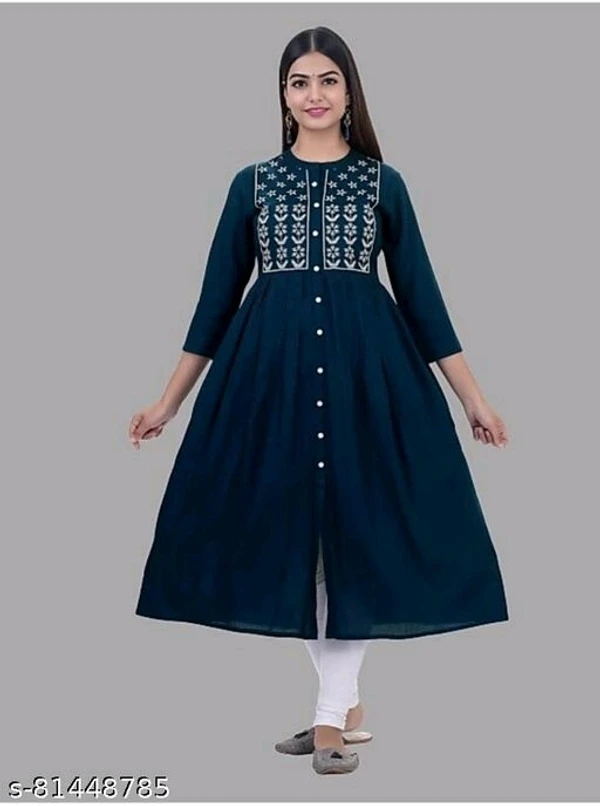 Demirner Womans Rayon EmbroideryWork Anarkali Kurta - available, S