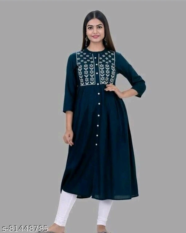 Demirner Womans Rayon EmbroideryWork Anarkali Kurta - M, available