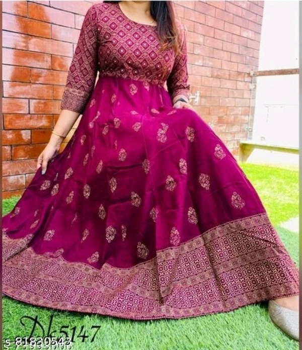 Maroon print Gown - available, S